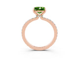 Rose gold Princess Cut Peridot Solitaire Engagement Ring with Pavé Band and Four-Prong Setting_3