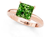 Rose gold Princess Cut Peridot Solitaire Engagement Ring with Round Band and Four-Prong Setting_1