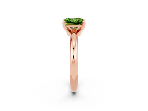 Rose gold Princess Cut Peridot Solitaire Engagement Ring with Round Band and Four-Prong Setting_2