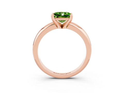 Rose gold Princess Cut Peridot Solitaire Engagement Ring with Round Band and Four-Prong Setting_3