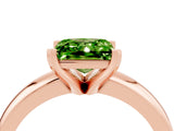 Rose gold Princess Cut Peridot Solitaire Engagement Ring with Round Band and Four-Prong Setting_4