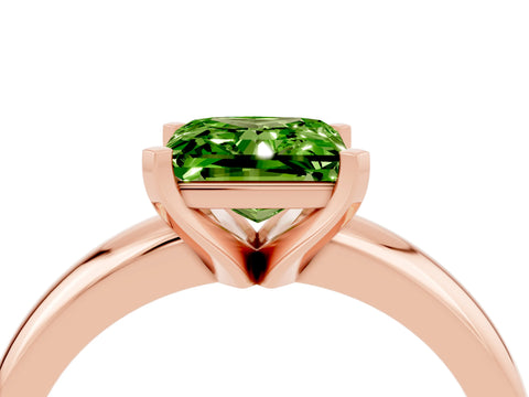 Rose gold Princess Cut Peridot Solitaire Engagement Ring with Round Band and Four-Prong Setting_4