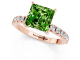 Rose gold Princess Cut Peridot Solitaire Pavé Band with Four-Prong Setting_1
