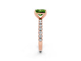 Rose gold Princess Cut Peridot Solitaire Pavé Band with Four-Prong Setting_2