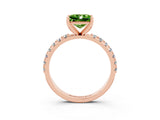 Rose gold Princess Cut Peridot Solitaire Pavé Band with Four-Prong Setting_3