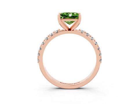 Rose gold Princess Cut Peridot Solitaire Pavé Band with Four-Prong Setting_3