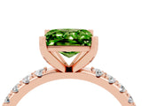 Rose gold Princess Cut Peridot Solitaire Pavé Band with Four-Prong Setting_4