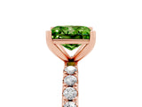 Rose gold Princess Cut Peridot Solitaire Pavé Band with Four-Prong Setting_5