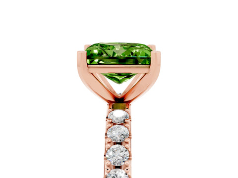 Rose gold Princess Cut Peridot Solitaire Pavé Band with Four-Prong Setting_5