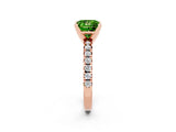 Rose gold Princess Cut Peridot Solitaire Pavé Engagement Ring with Round Band and Prong Setting_14