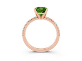 Rose gold Princess Cut Peridot Solitaire Pavé Engagement Ring with Round Band and Prong Setting_15