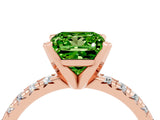 Rose gold Princess Cut Peridot Solitaire Pavé Engagement Ring with Round Band and Prong Setting_16