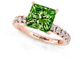 Rose gold Princess Cut Peridot Solitaire Pavé Engagement Ring with Round Band and Prong Setting_74