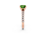 Rose gold Princess Cut Peridot Solitaire Pavé Engagement Ring with Round Band and Prong Setting_75