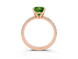 Rose gold Princess Cut Peridot Solitaire Pavé Engagement Ring with Round Band and Prong Setting_76