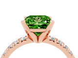 Rose gold Princess Cut Peridot Solitaire Pavé Engagement Ring with Round Band and Prong Setting_77