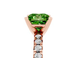 Rose gold Princess Cut Peridot Solitaire Pavé Engagement Ring with Round Band and Prong Setting_78