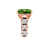 Rose gold Princess Cut Peridot Solitaire Ring with Cathedral Setting and Pavé Band_5