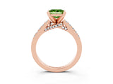 Rose gold Princess Cut Peridot Solitaire Ring with Crossover Gallery and Round  Pavé Band_15