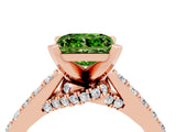 Rose gold Princess Cut Peridot Solitaire Ring with Crossover Gallery and Round  Pavé Band_16