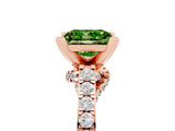 Rose gold Princess Cut Peridot Solitaire Ring with Crossover Gallery and Round  Pavé Band_17