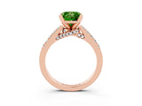 Rose gold Princess Cut Peridot Solitaire Ring with Crossover Gallery and Round  Pavé Band_39