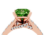 Rose gold Princess Cut Peridot Solitaire Ring with Crossover Gallery and Round  Pavé Band_40