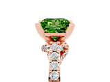 Rose gold Princess Cut Peridot Solitaire Ring with Crossover Gallery and Round  Pavé Band_41