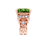 Rose gold Princess Cut Peridot Solitaire Ring with Filigree Band and Four-Prong Setting_29