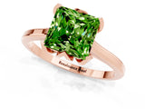 Rose gold Princess Cut Peridot Solitaire Ring with Flower Prong Setting and Classic Band_13