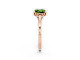 Rose gold Princess Cut Peridot Solitaire Ring with Flower Prong Setting and Classic Band_14