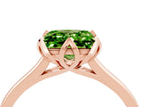 Rose gold Princess Cut Peridot Solitaire Ring with Flower Prong Setting and Classic Band_16
