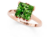 Rose gold Princess Cut Peridot Solitaire Ring with Flower Prong Setting and Classic Band_38