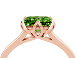 Rose gold Princess Cut Peridot Solitaire Ring with Flower Prong Setting and Classic Band_41