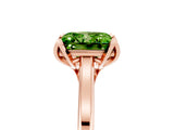 Rose gold Princess Cut Peridot Solitaire Ring with Flower Prong Setting and Classic Band_42
