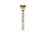 Rose gold Princess Cut Peridot Solitaire Ring with Pavé Accents and Four-Prong Setting_2