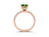 Rose gold Princess Cut Peridot Solitaire Ring with Pavé Accents and Four-Prong Setting_3