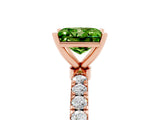Rose gold Princess Cut Peridot Solitaire Ring with Pavé Accents and Four-Prong Setting_5