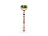 Rose gold Princess Cut Peridot Solitaire Ring with Pavé Band and Four-Prong Setting_26