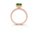 Rose gold Princess Cut Peridot Solitaire Ring with Pavé Band and Four-Prong Setting_27