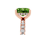 Rose gold Princess Cut Peridot Solitaire Ring with Pavé Band and Four-Prong Setting_29