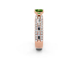 Rose gold Princess Cut Peridot Solitaire Ring with Pavé and Channel Set Band_14