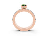 Rose gold Princess Cut Peridot Solitaire Ring with Pavé and Channel Set Band_15