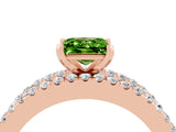 Rose gold Princess Cut Peridot Solitaire Ring with Pavé and Channel Set Band_16