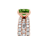 Rose gold Princess Cut Peridot Solitaire Ring with Pavé and Channel Set Band_17