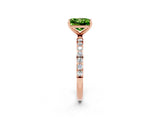 Rose gold Princess Cut Peridot Solitaire Ring with Pave Band and Four Prong Setting_26