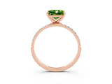 Rose gold Princess Cut Peridot Solitaire Ring with Pave Band and Four Prong Setting_27