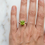 Rose gold Princess Cut Peridot Solitaire Ring with Round  Pavé Band and Four-Prong Setting_42