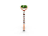 Rose gold Princess Cut Peridot Solitaire Ring with Round  Pavé Band and Four-Prong Setting_46