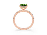 Rose gold Princess Cut Peridot Solitaire Ring with Round  Pavé Band and Four-Prong Setting_47